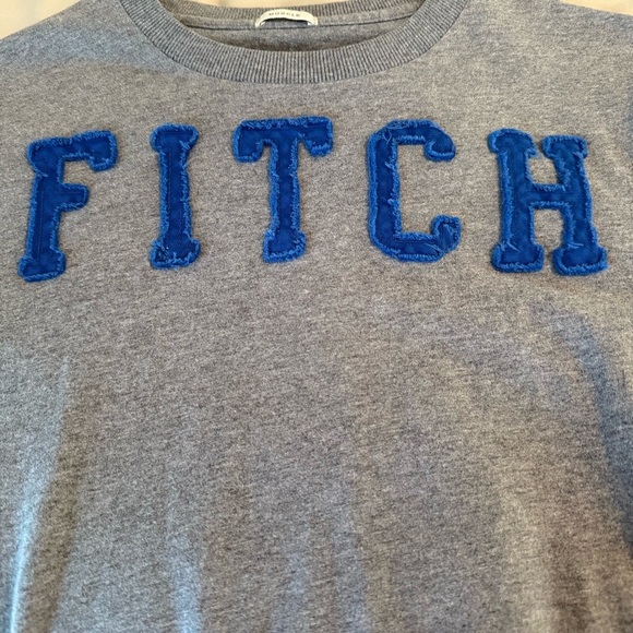Abercrombie & Fitch Men Size M Muscle T-Shirt Gray/Blue Logo Spellout Preppy Y2K - Picture 7 of 7
